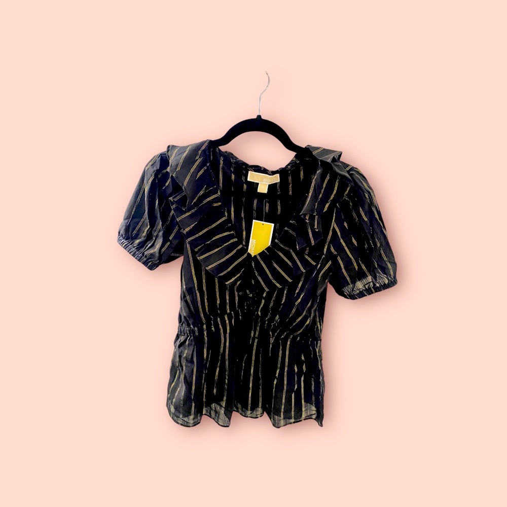 Michael Kors blouse  black with pink strips | size Xs